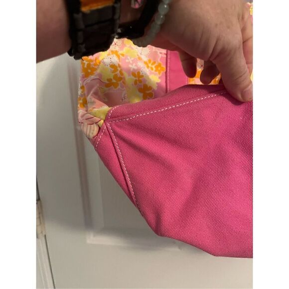 Vintage Lilly Pulitzer Cotton and Canvas Tote Bag. Orange and pink flowers - Picture 6 of 7